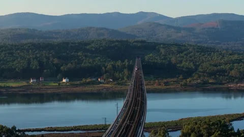 Breathtaking View Of Train Crossing On Viaduct Stock Footage 292664231