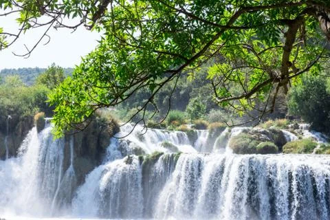 Breathtaking view Waterfalls of Krka National Park Stock Photos