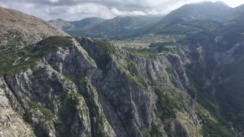 Breathtaking views above Kotor, exploring stunning cliffs and mountainous Stock Footage 287756992