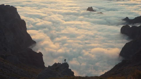 Breathtaking views of Pico Do Arieiro on Madeira Island at sunset Stock Footage 321533940