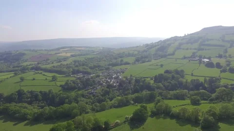 Brecon Beacons National Park, Wales Mountain Landscape Aerial in Summer Stock Footage