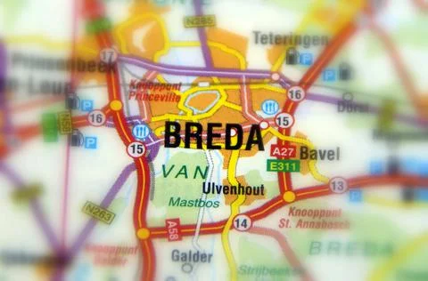 Breda on a map Stock Photos
