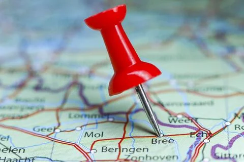 Bree, Belgium pin on map Stock Photos