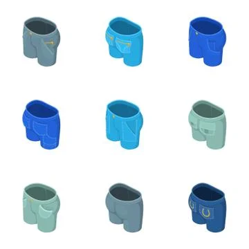 Breeches icons set, isometric style Stock Illustration