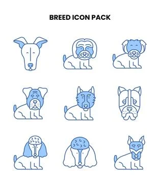 Breed Blue UI Icons Pack Stock Illustration