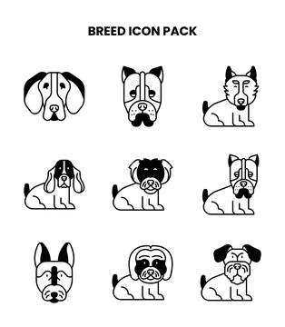 Breed DuoTone Set Icons Pack Stock Illustration