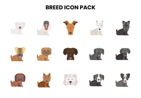 Breed Flat Bundle Icons Pack 스톡 일러스트