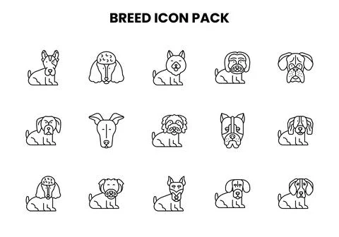 Breed Line UI Icons Pack Stock Illustration
