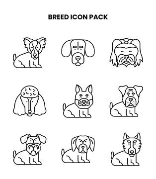 Breed Line Vector Icons Pack Stock Illustration