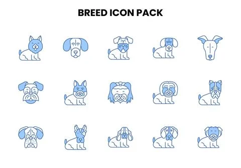 Breed Two Colour Set Icons Pack Stock Illustration