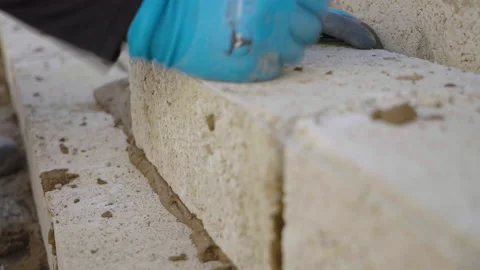 Breeze Block Laid On Mortar 스톡 동영상 239753932