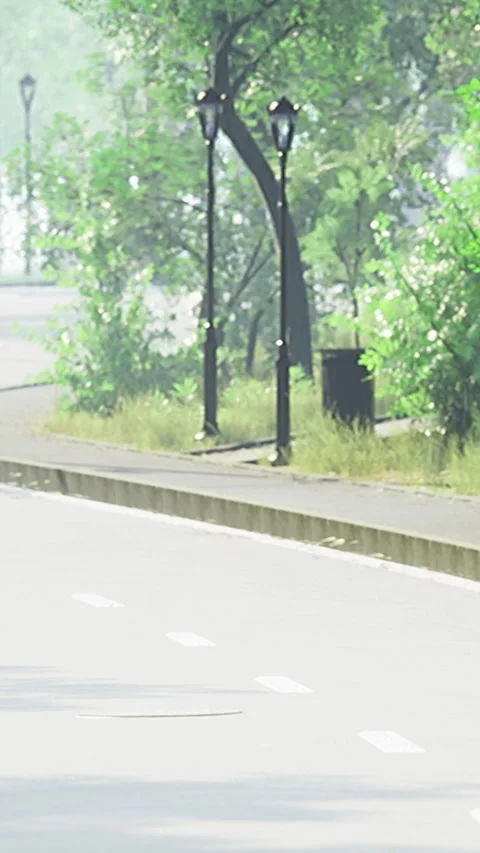 Breezy spring morning stroll through a tranquil park with lush greenery Stock Footage 324498361