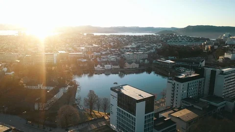 Breiavatnet in Stavanger - Aerial Stock Footage 126826441