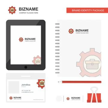 Breifcase setting  Business Logo, Tab App, Diary PVC Employee Card and USB Br Illustrazione stock
