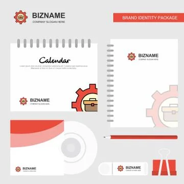 Breifcase setting  Logo, Calendar Template, CD Cover, Diary and USB Brand Sta イラスト素材