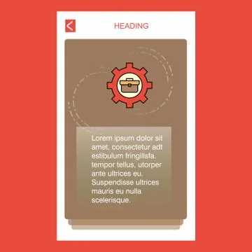 Breifcase setting  mobile vertical banner design design. Vector Illustrazione stock