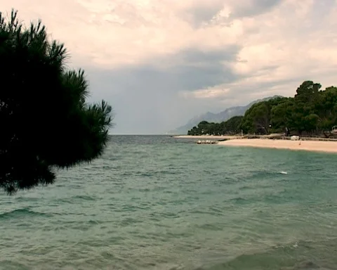 Brela, Croatia. View of emerald waves of Adriatic Sea Stock Footage 105668760