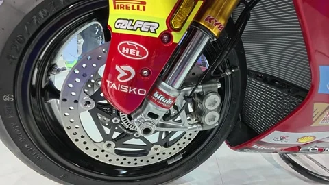 Brembo Front Disc Brake System on High Performance Superbike Stock Footage 341862050