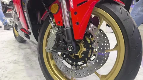 Brembo Front Disc Brake System on High Performance Superbike Stock Footage 341862062