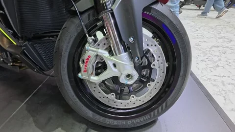 Brembo Front Disc Brake System on High Performance Superbike Stock Footage 341862112