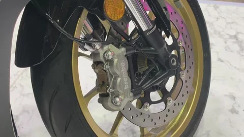 Brembo Front Disc Brake System on High Performance Superbike Stock Footage 341862142