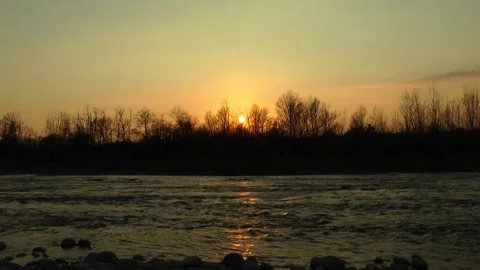 The Brembo river at sunset. Stock Footage 153278359