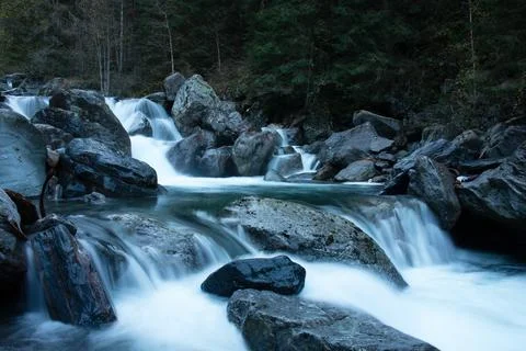 The Brembo river in the upper valley Stock Photos