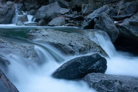 The Brembo river in the upper valley Stock Photos