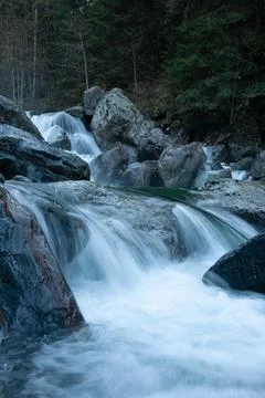 The Brembo river in the upper valley Stock Photos