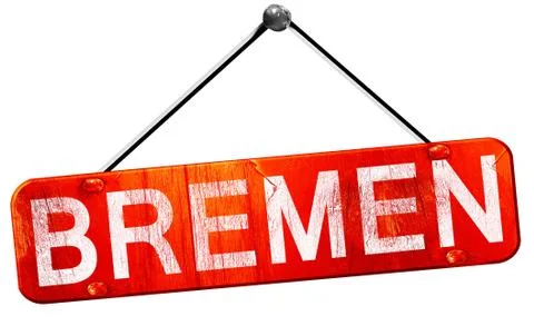 Bremen , 3D rendering, a red hanging sign Stock Illustration