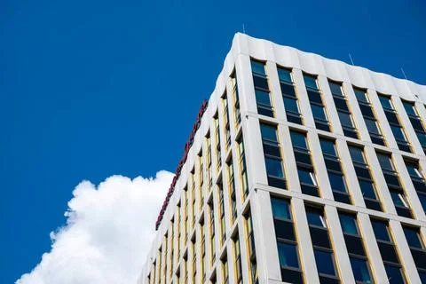  Bremen, Germany, July 16, 2024 - Patterns of windows on a contemporary of... Stock Photos