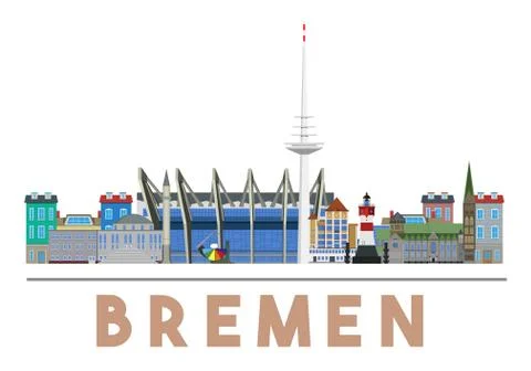 Bremen Landmarks Skyline Stock Illustration