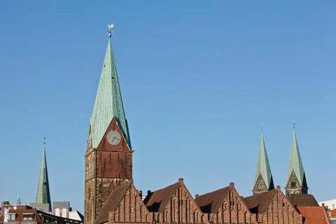 Bremen - tower of churches Stock Photos