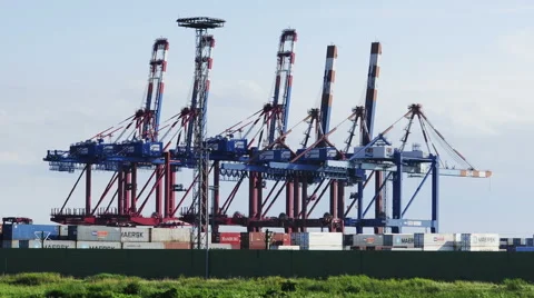 Bremerhaven Container Terminal / Timelapse, Germany Stock Footage 40869933