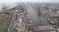 Bremerhaven harbor aerial view while Sail exhibition HD Footage