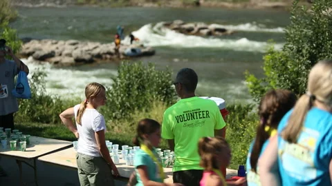 Brennan's Wave on Clark Fork River in Missoula, Montana Stock Footage 183067885
