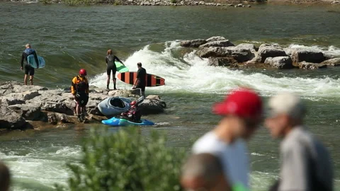 Brennan's Wave on Clark Fork River in Missoula, Montana Stock Footage 183068473