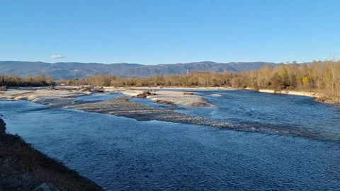 Brenta river with alps on the background Stock Footage 292920936