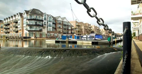Brentford Lock Thames River 4K Timelapse, London UK Stock Footage