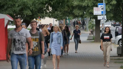 Brest, Belarus - June 29, 2019: Daily life on a city street. 8 Stock-Footage 118366302