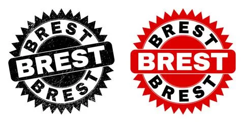 BREST Black Rosette Seal with Corroded Texture Stock Illustration