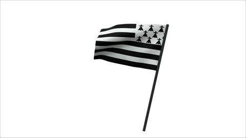 Breton flag fluttering in the wind - separated alpha channel - 3D rendering Video stock 278321347