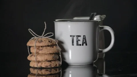Breton gift biscuits and a cup of tea. Stock Footage 95710138