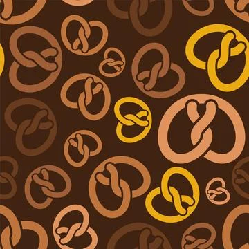 Bretzel pattern seamless. german bakery food background. Vector texture Stock Illustration