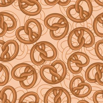 Bretzel pattern seamless. german bakery food background. Vector texture 스톡 일러스트