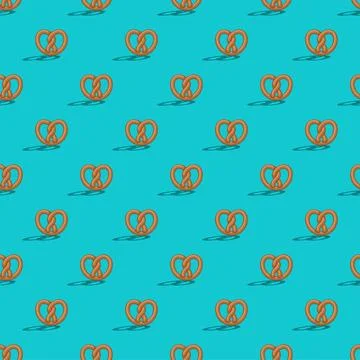Bretzel pattern seamless. german bakery food background. Vector texture Stock Illustration