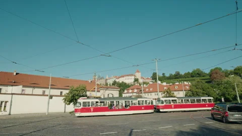 Brevnov Monastery and a Prague tram in Czechia 動画素材 346268909
