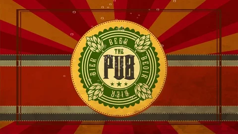 Brew bistro with curly disk fancy with hop flowers fixed symmetrically Vidéo 129271887