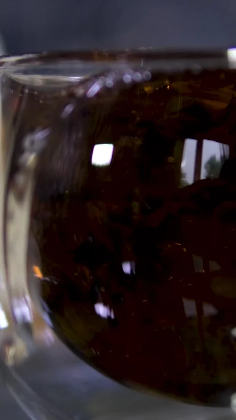 Brew black tea Serving cheesecake slice on plate. Classical new york cheesecake Stock Footage 292565450