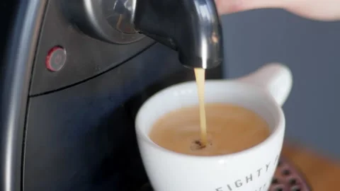 Brew coffee. Organic compostable espresso capsule. 4k video high quality footage Stock Footage 143968257